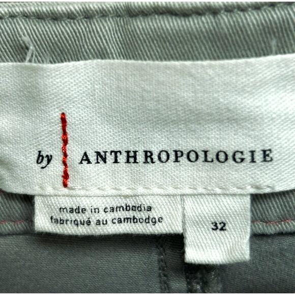 Anthropologie Jefferson Moto Cargo Pants Womens Sz 32 14 Green Ankle Zip Stretch - Picture 8 of 15